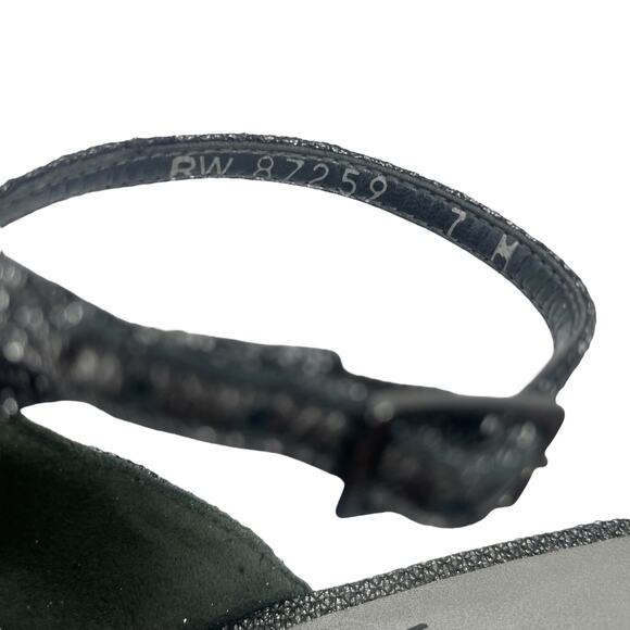Stuart Weitzman Nudistcurve Lurex Glitter 75mm Sandals Black Gray Size 7M - Picture 13 of 14